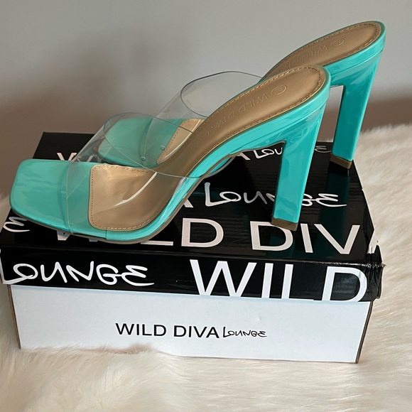 NWT Wild Diva Lounge Bosli Mint Clear  Plexi Stiletto Heel Sandals - Picture 10 of 11